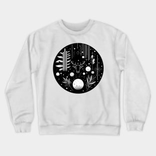 Black and White Abstract Geometric Deer Crewneck Sweatshirt